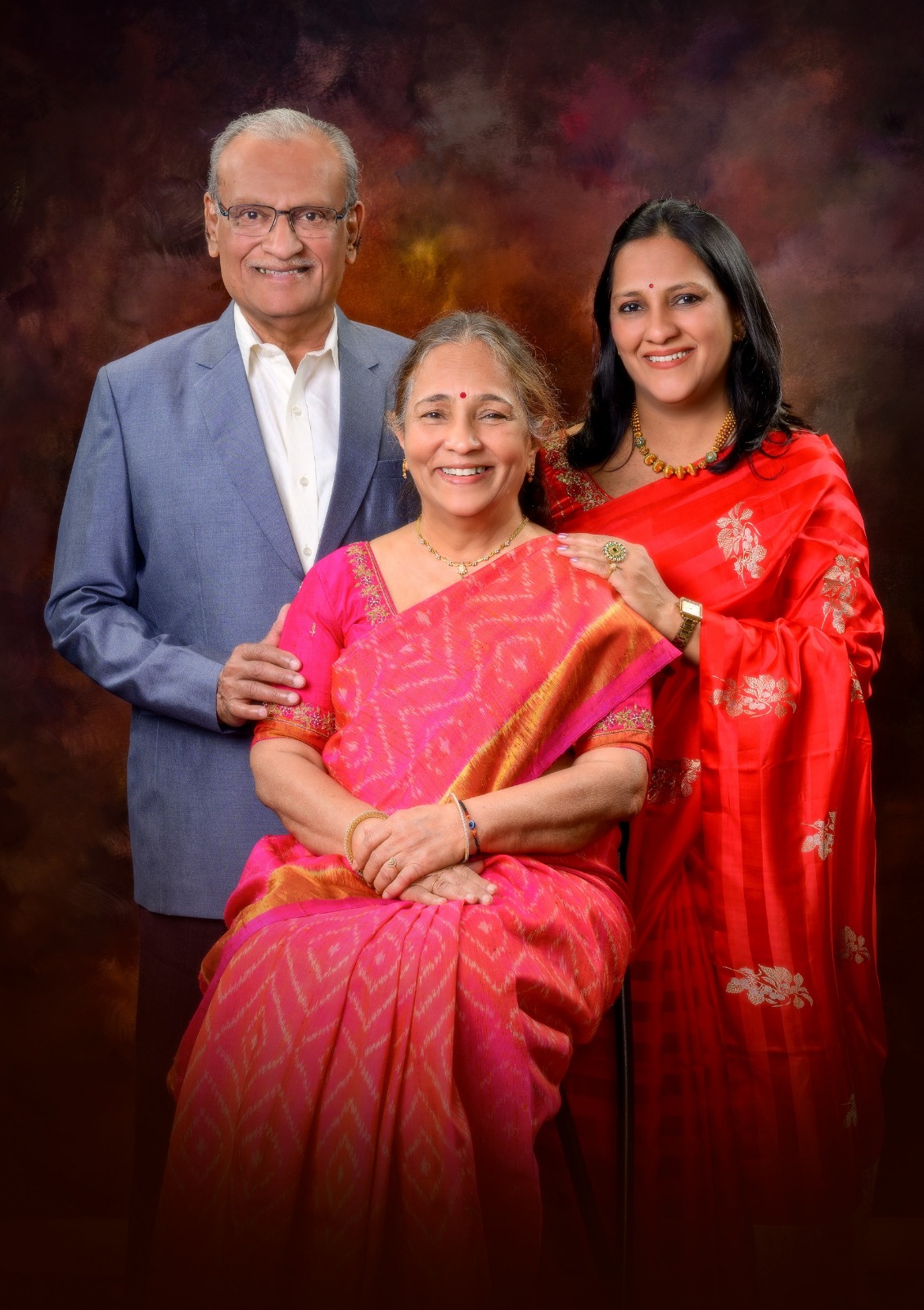 The Barmecha family inside Mangalam Sarees, Model Colony, Pune